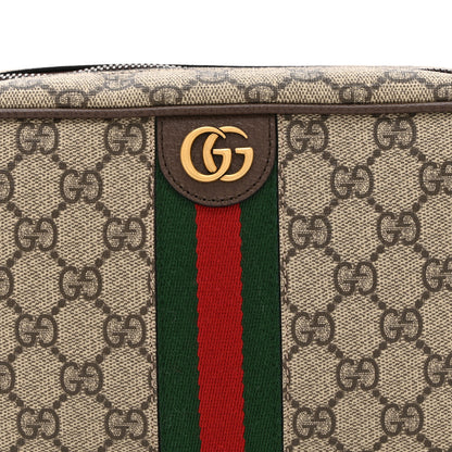 Gucci GG Supreme Monogram Textured Calfskin Web Small Cosmetic Case Beige Ebony New Acero 8 of 10