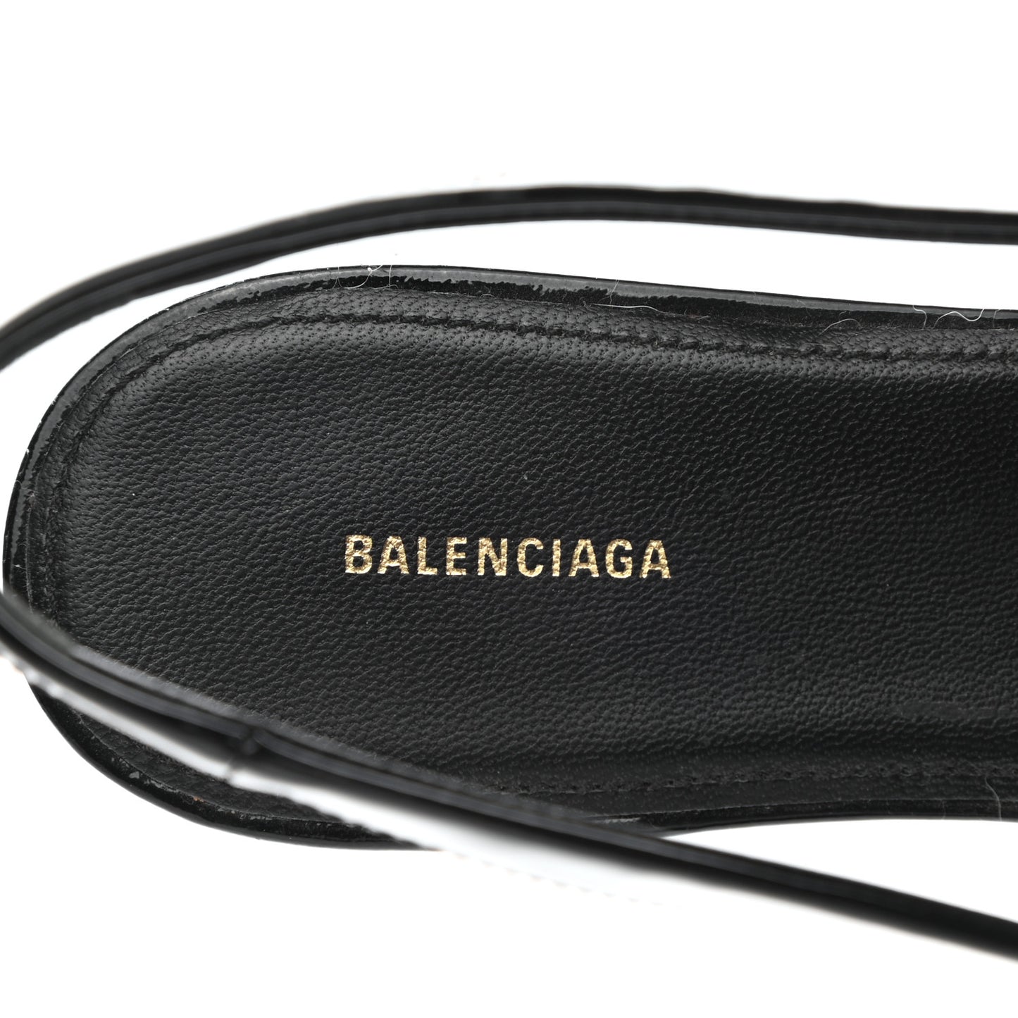 Patent BB Knife Pointy Toe Slingback Flats 39 Black