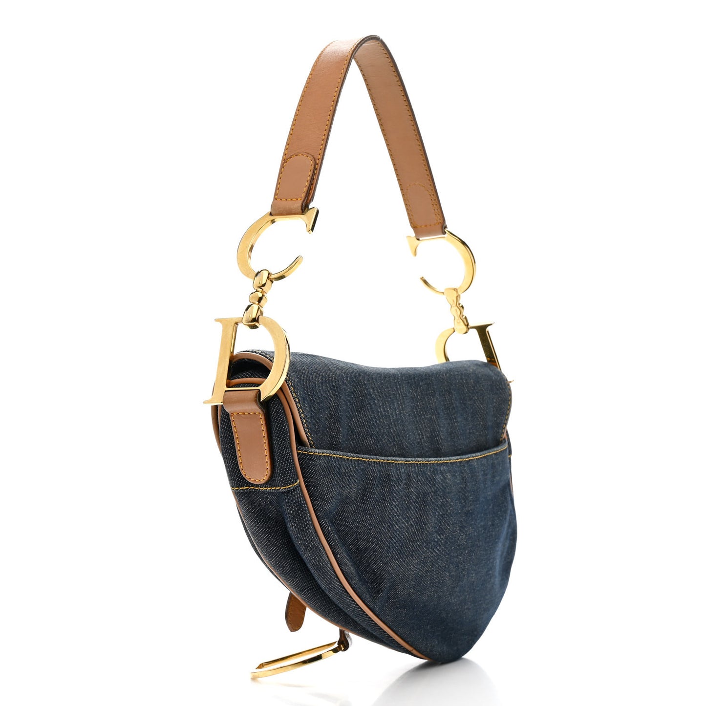 Denim Calfskin Saddle Bag Blue