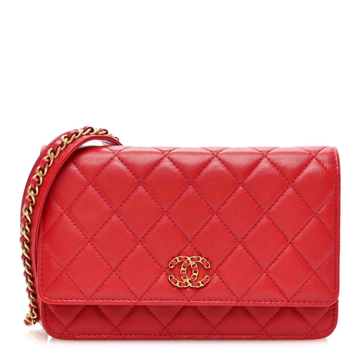 Chanel Lambskin Quilted Infinity Wallet On Chain WOC Red 1 of 10