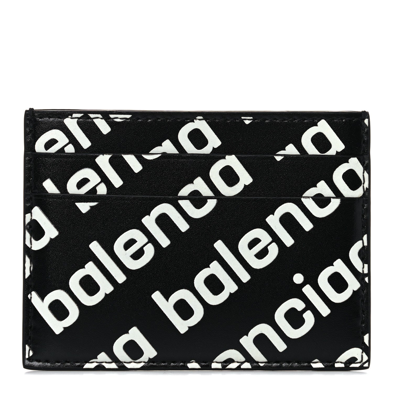 Balenciaga Calfskin Logo Print Cash Card Holder Black 1 of 8