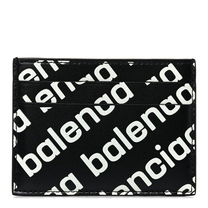Balenciaga Calfskin Logo Print Cash Card Holder Black 1 of 8