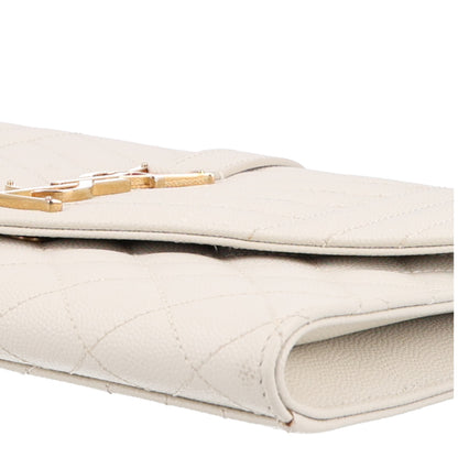 Saint Laurent Grain De Poudre Textured Mixed Matelasse Triquilt Monogram Clutch Crema Soft 10 of 10