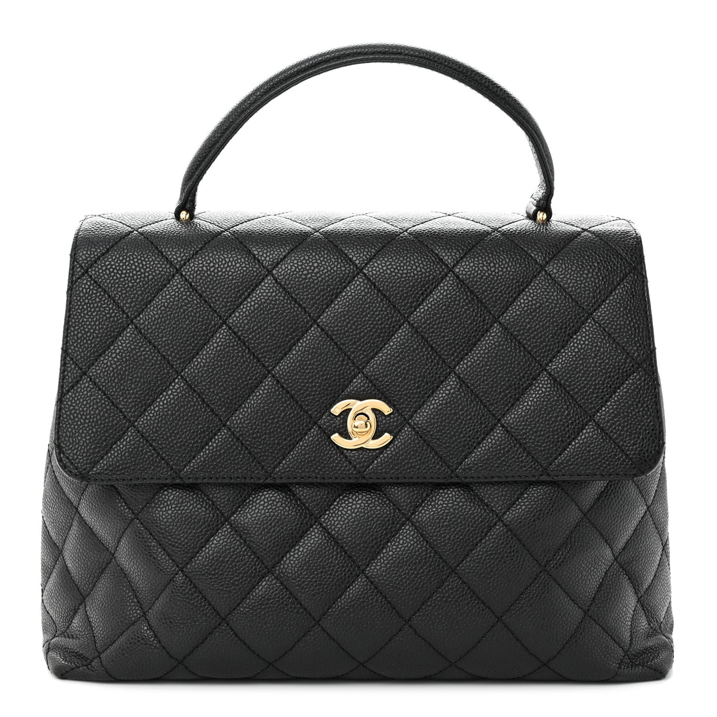 Caviar Quilted Jumbo Kelly Flap Black