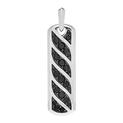 David Yurman Sterling Silver Black Diamond Mens Graphic Cable Ingot Tag Pendant 1 of 4