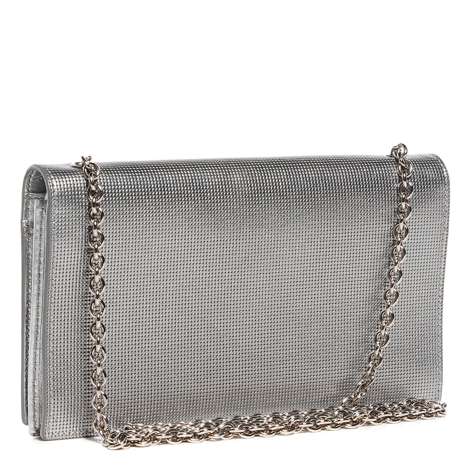 Fendi Metallic Calfskin Wallet On Chain Silver 3 of 8