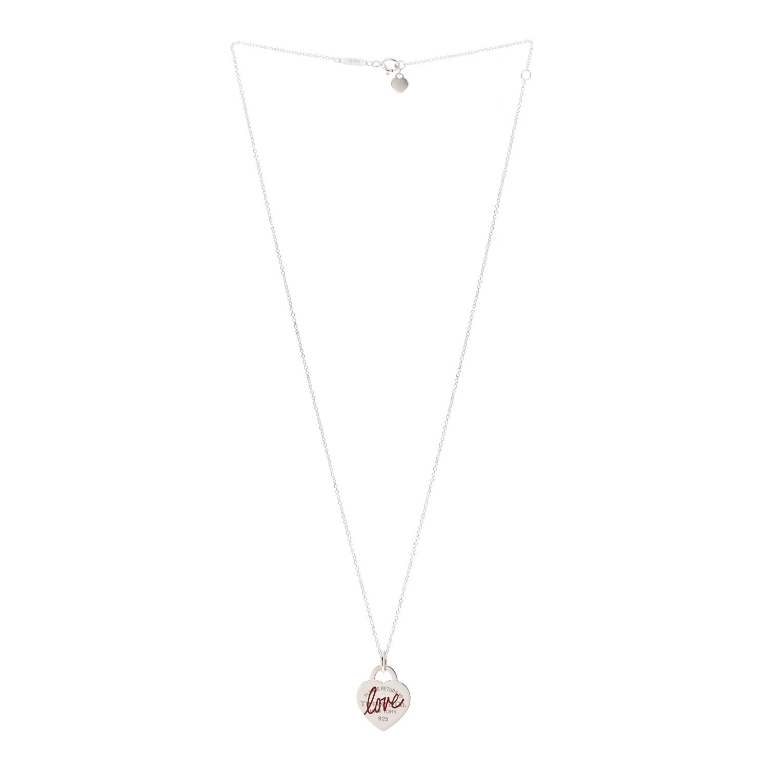 Tiffany Sterling Silver Enamel Return to Tiffany Love Pendant Necklace 3 of 6