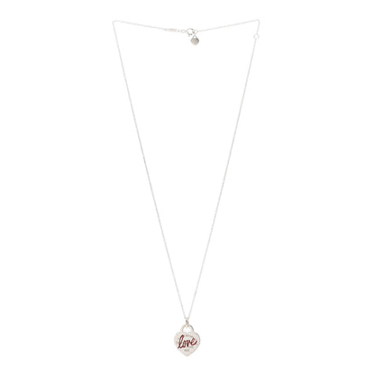 Tiffany Sterling Silver Enamel Return to Tiffany Love Pendant Necklace 3 of 6