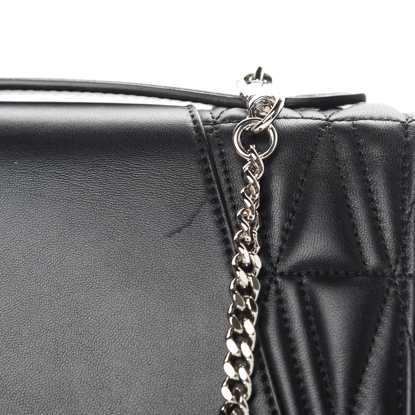 Nappa Quilted Virtus Top Handle Shoulder Bag Black