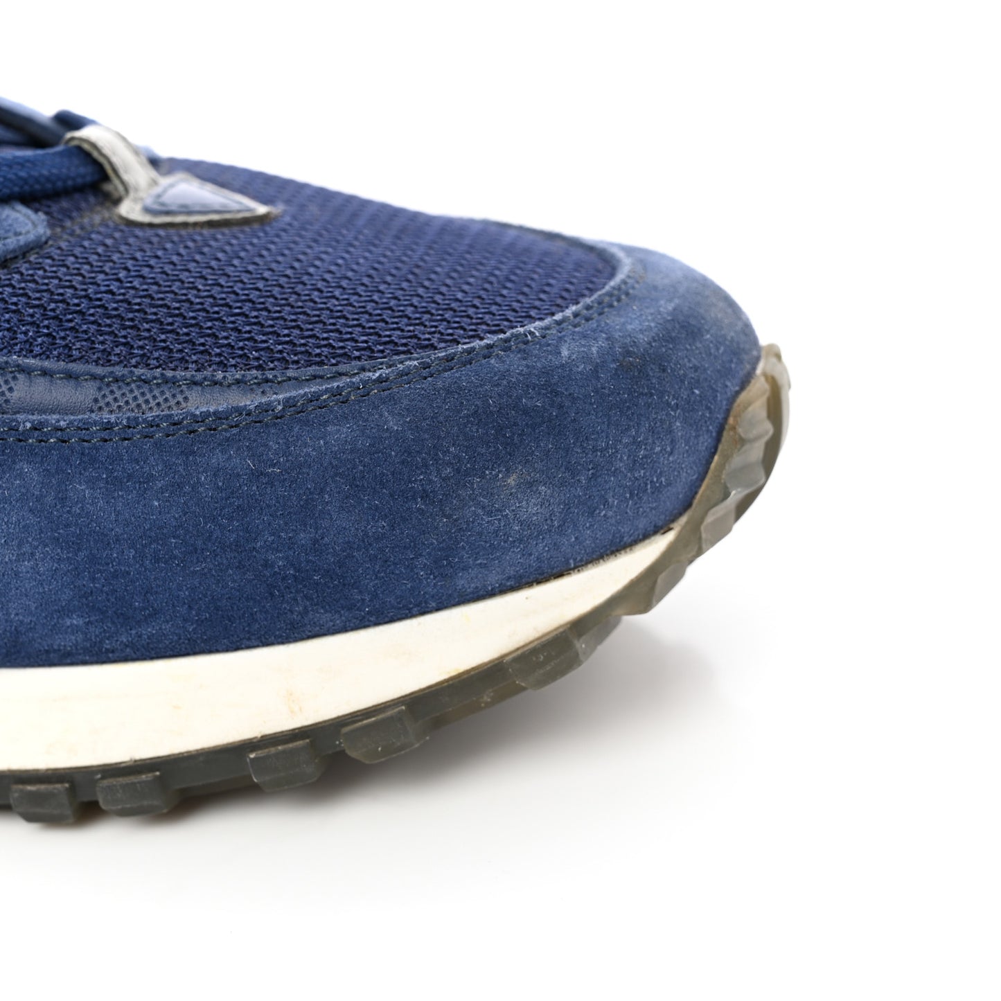 Calfskin Suede Damier Run Away Sneakers 10 Blue