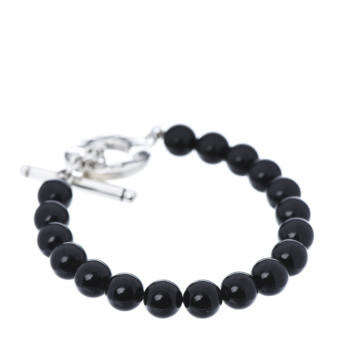 Sterling Silver Black Onyx Bead Toggle Bracelet