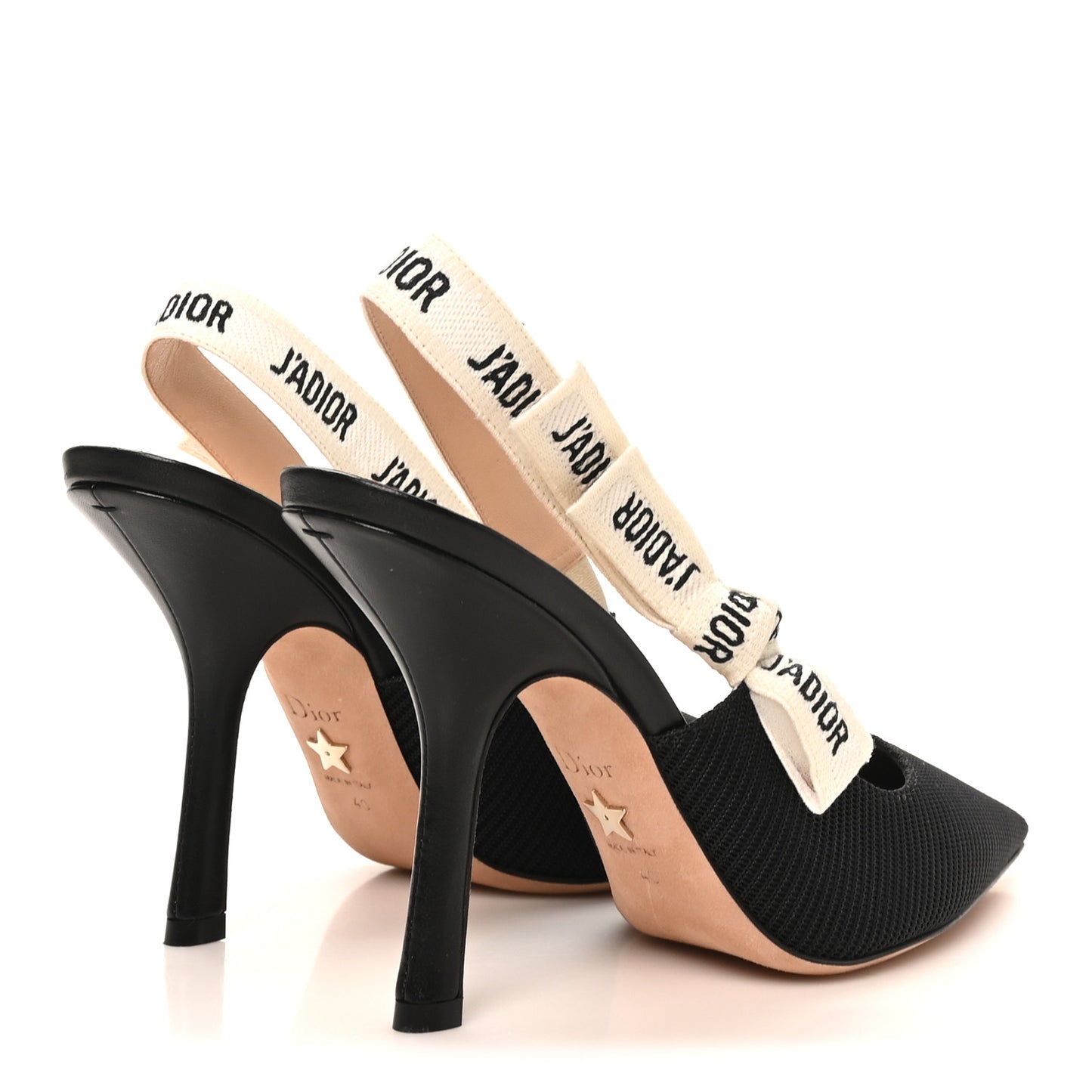 Technical Canvas Ribbon J Adior Slingback 100mm Pumps 40 Black