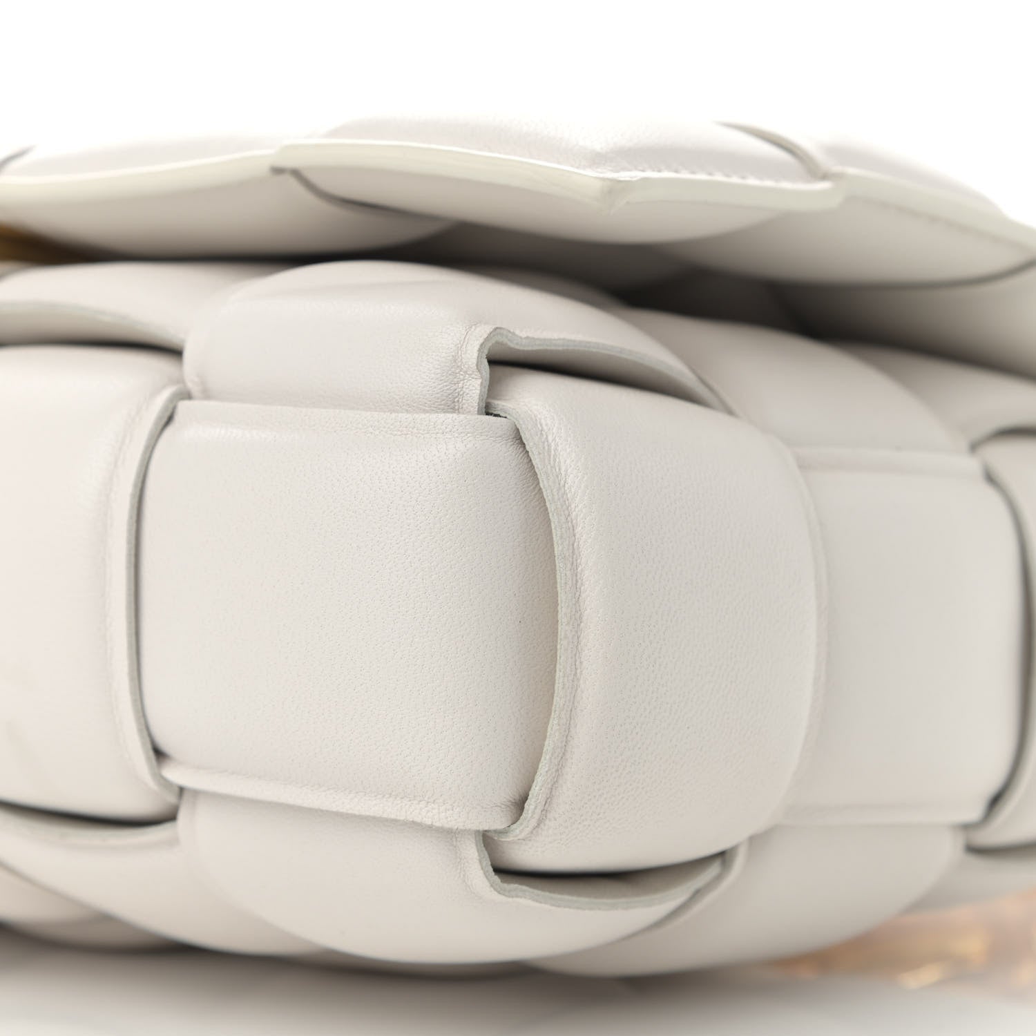 Bottega Veneta Lambskin Maxi Intreccio Padded Chain Cassette Crossbody Bag White 10 of 10