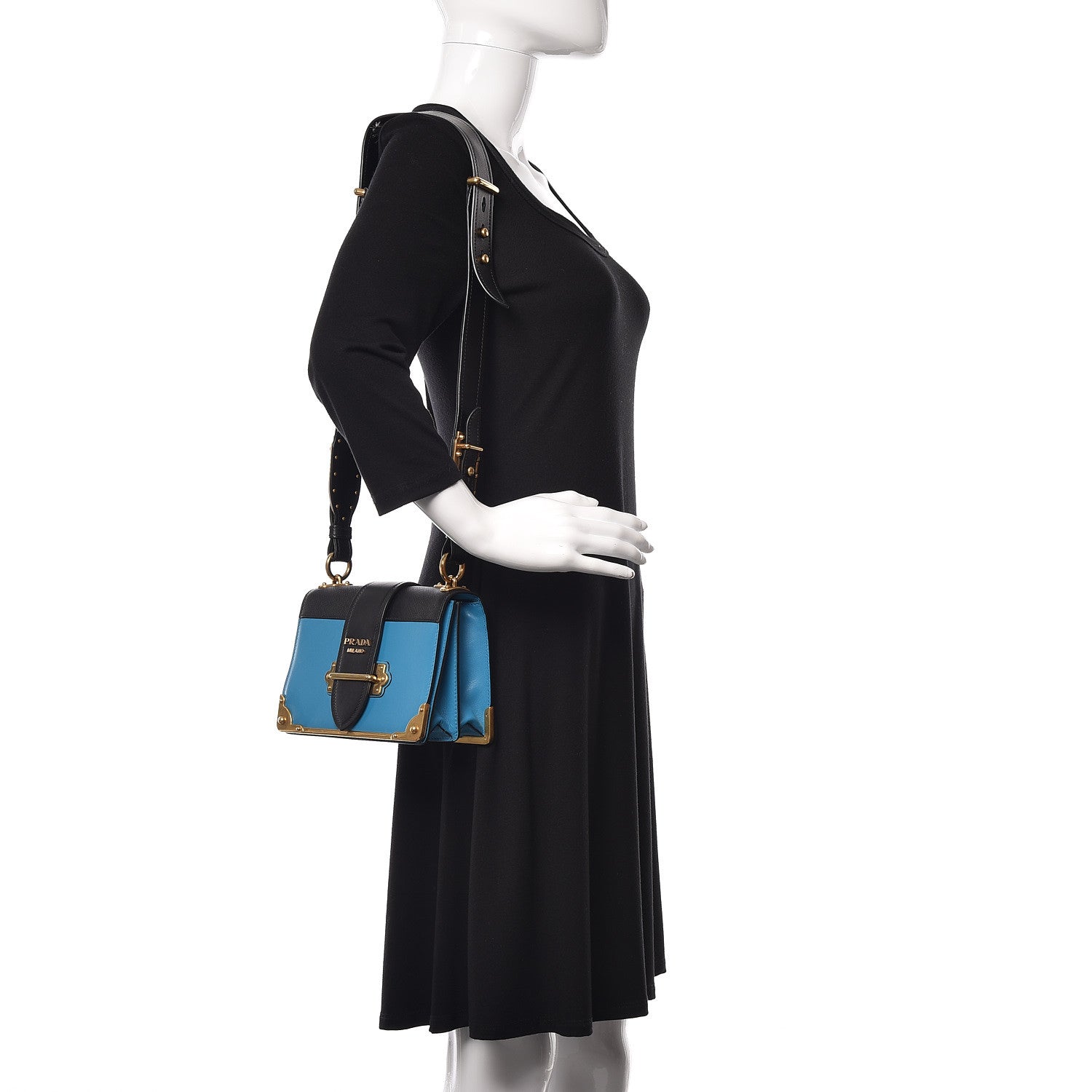 Prada City Calf Saffiano Cahier Bag Voyage Black 2 of 8