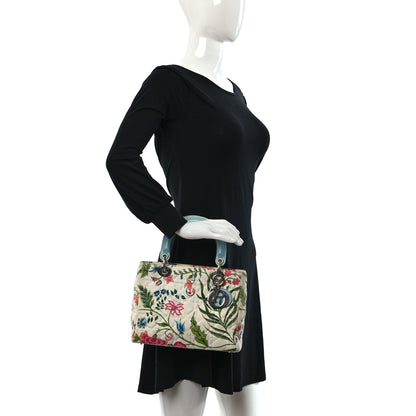 Christian Dior Canvas Cannage Floral Print Medium Lady Dior White Multicolor 2 of 19