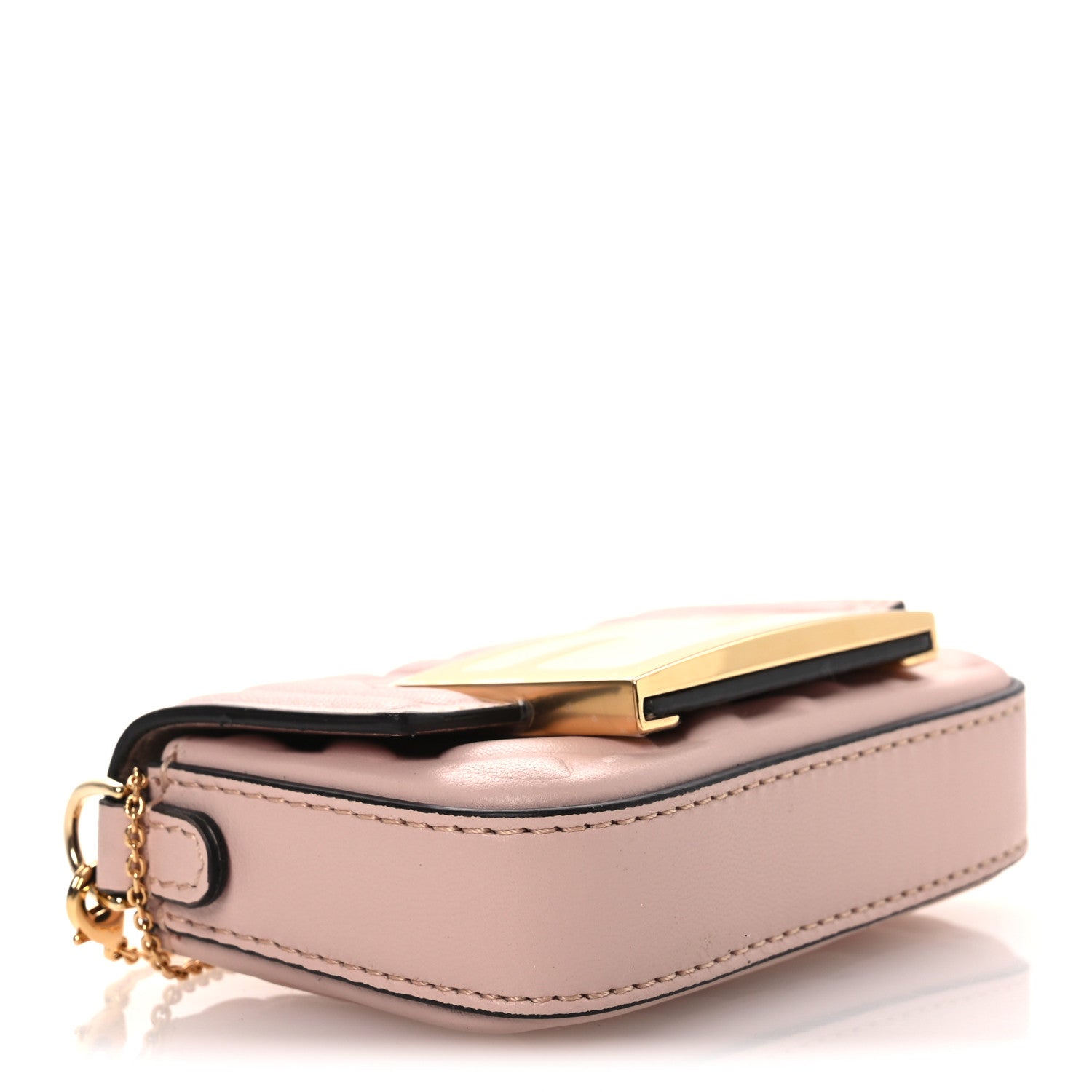 Fendi Nappa Matisse FF Embossed Nano Maxi Buckle Baguette Charm Rosa Quarzo 4 of 12