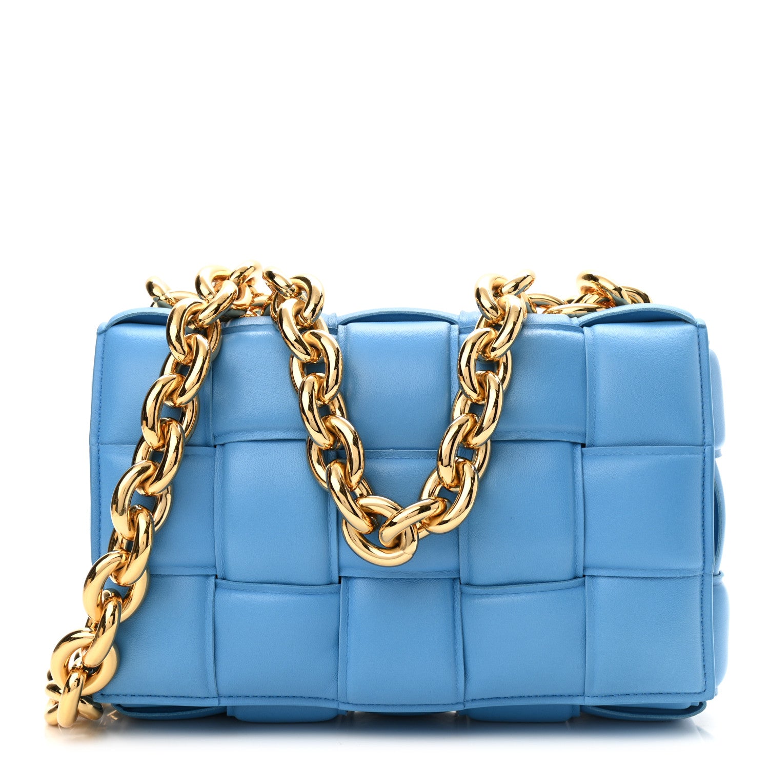 Bottega Veneta Lambskin Maxi Intreccio Padded Chain Cassette Crossbody Bag Swimming Pool 1 of 9