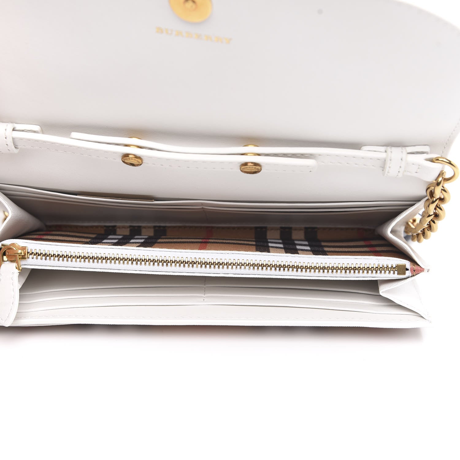 Burberry Vintage Check Henley Wallet On Chain Chalk White 5 of 9