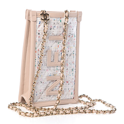 Chanel Tweed PVC Lambskin Clutch With Chain Light Beige 3 of 10