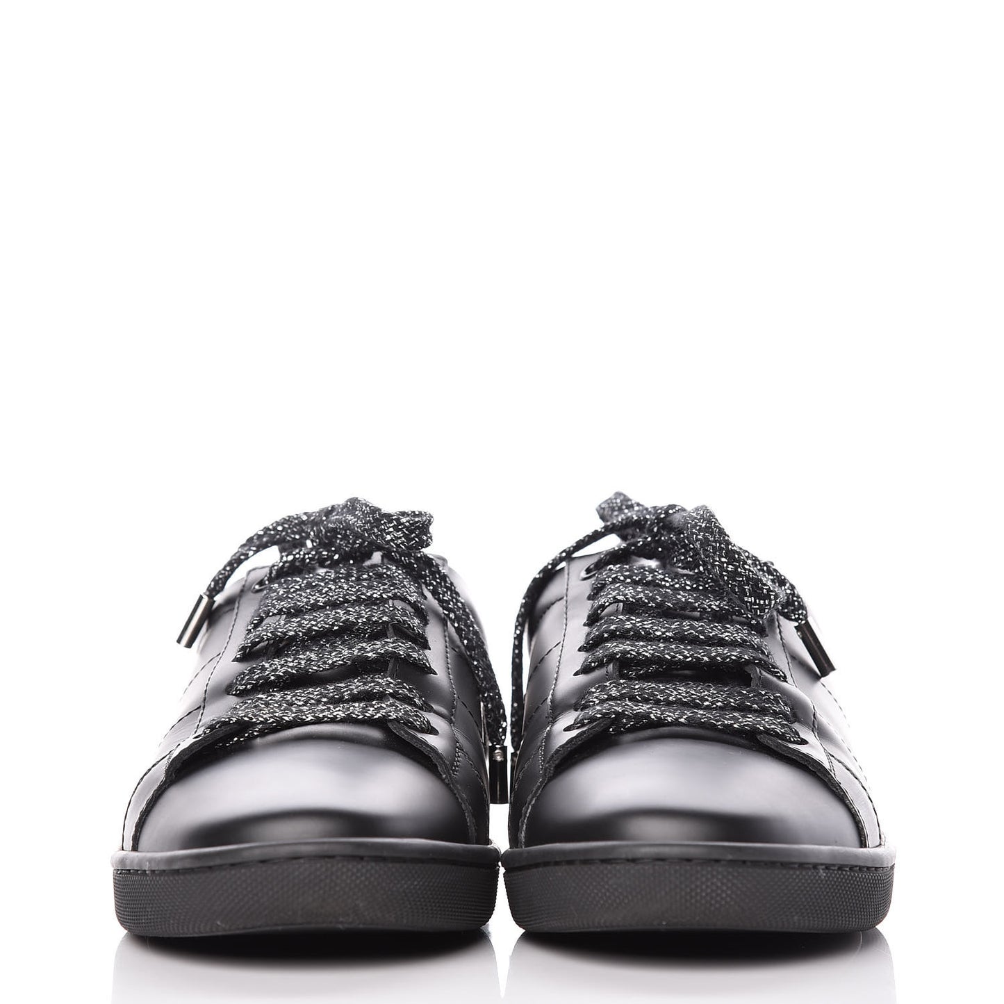 Calfskin Metallic Ayers Signature Court Lips Sneakers 37 Oro Moon Black