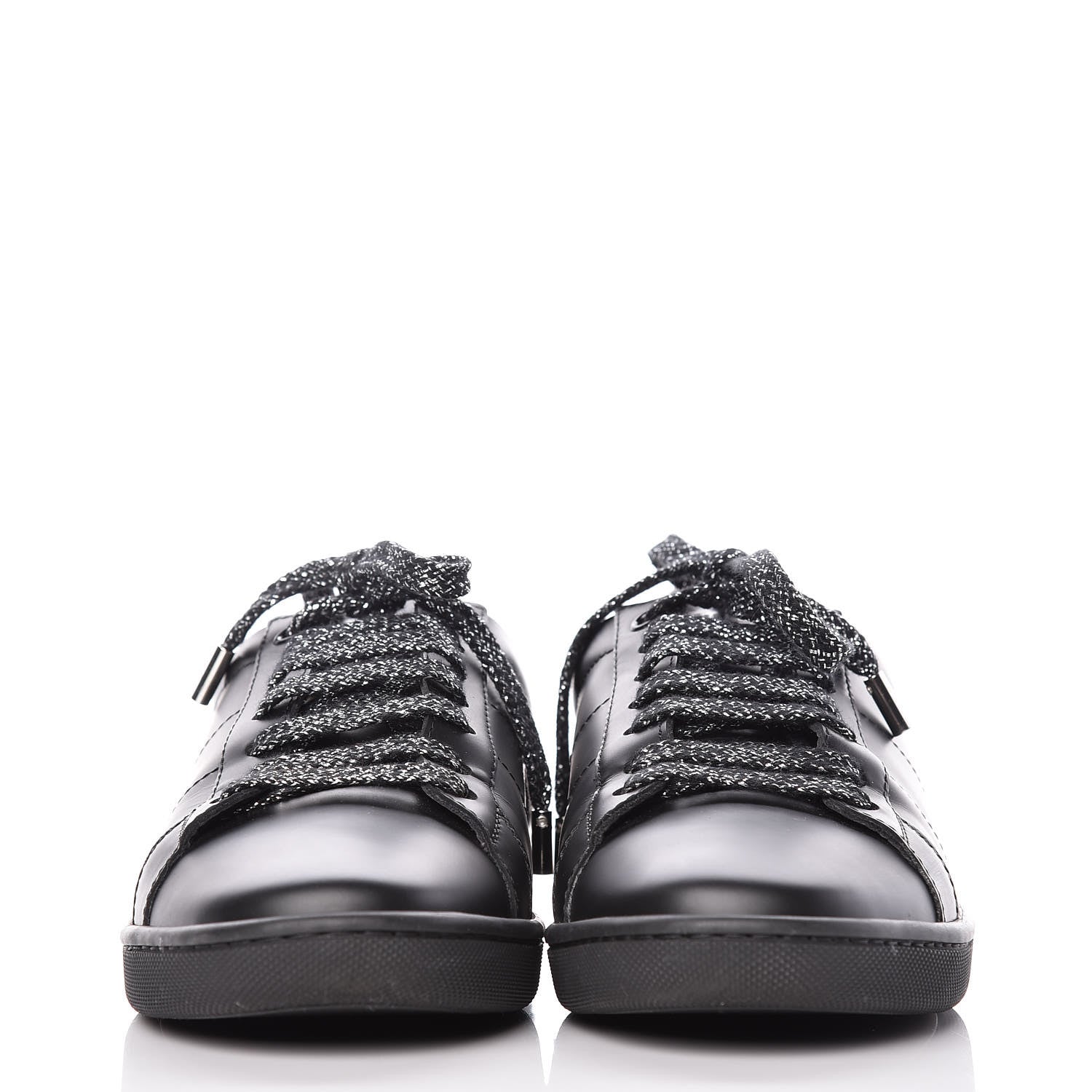 Saint Laurent Calfskin Metallic Ayers Signature Court Lips Sneakers 37 Oro Moon Black 4 of 18