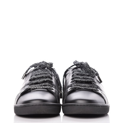 Saint Laurent Calfskin Metallic Ayers Signature Court Lips Sneakers 37 Oro Moon Black 4 of 18