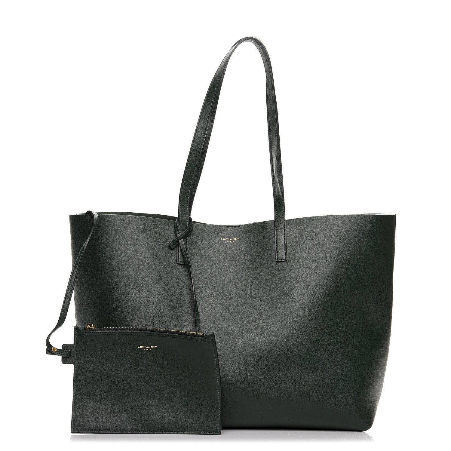 Saint Laurent Calfskin Large Shopping Tote Dark Green 1 of 8