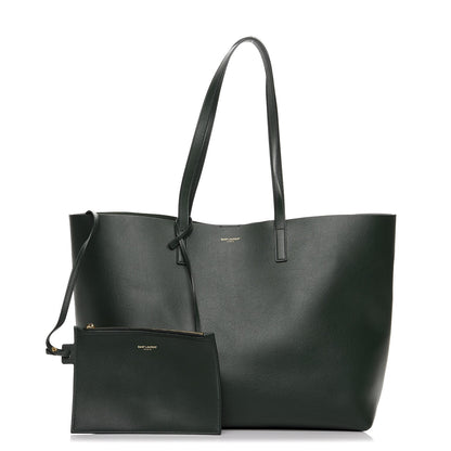 Saint Laurent Calfskin Large Shopping Tote Dark Green 1 of 8