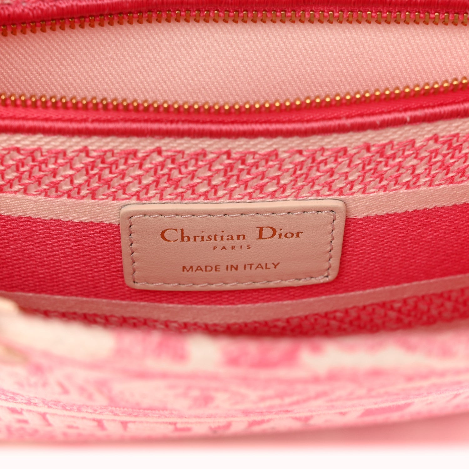 Christian Dior Canvas Toile De Jouy Reverse Embroidered Medium Lady D-Lite Fluorescent Pink 6 of 10