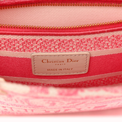 Christian Dior Canvas Toile De Jouy Reverse Embroidered Medium Lady D-Lite Fluorescent Pink 6 of 10