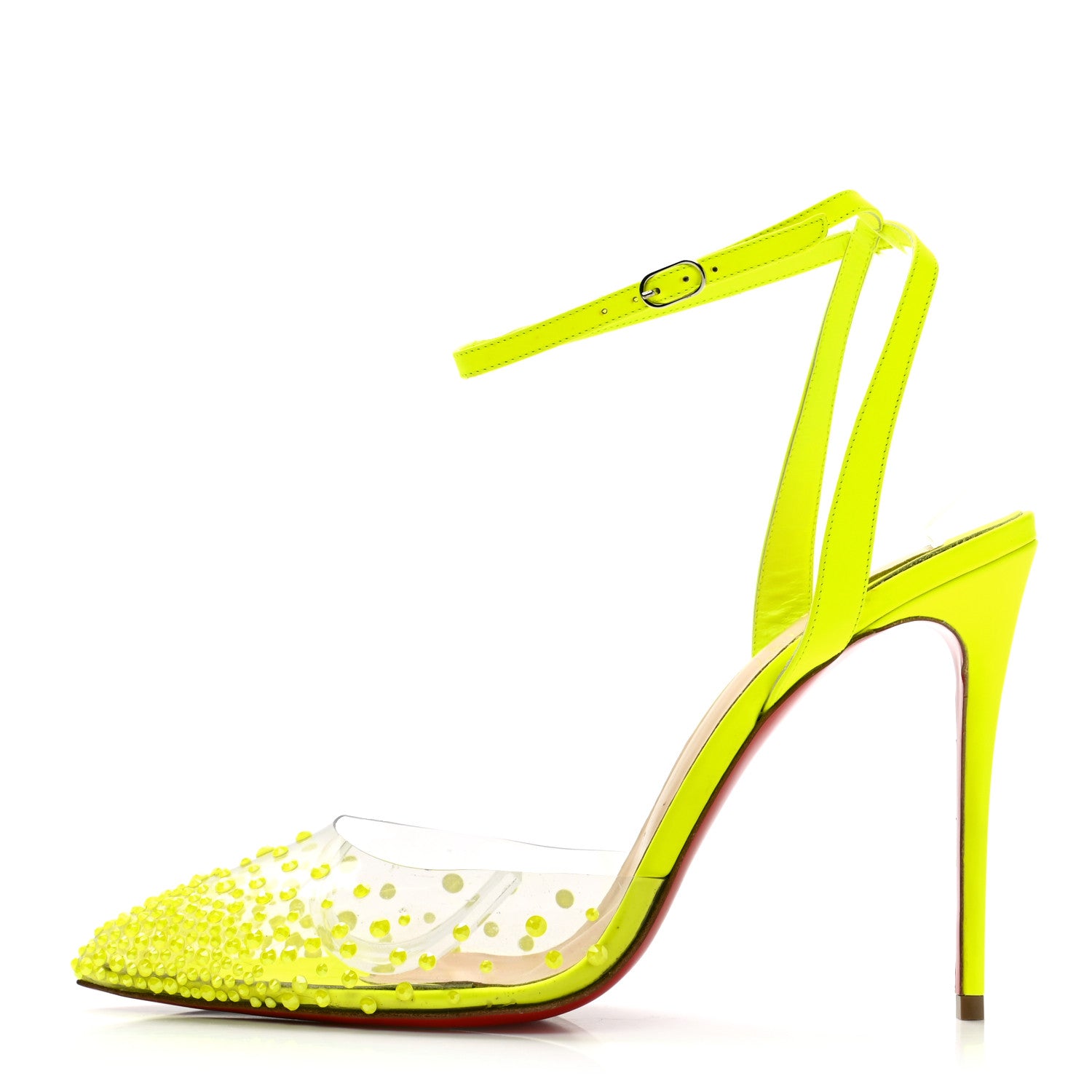 Christian Louboutin PVC Fluo Mat Spikaqueen 100 Pumps 38.5 Version Yellow Fluo 1 of 10