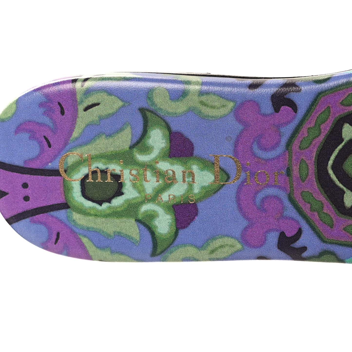 Canvas Toile de Jouy Voyage Embroidered Dway Flat Slide Sandals 36 Purple Multicolor