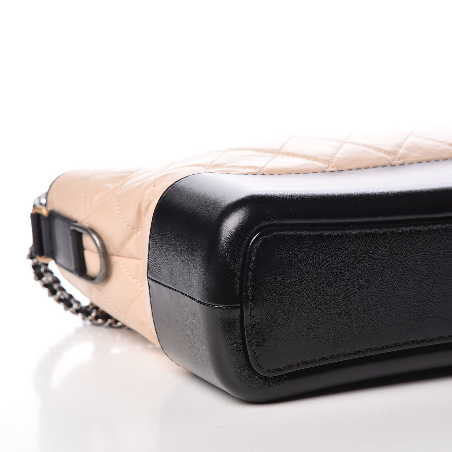 Aged Calfskin Quilted Medium Gabrielle Hobo Beige Black