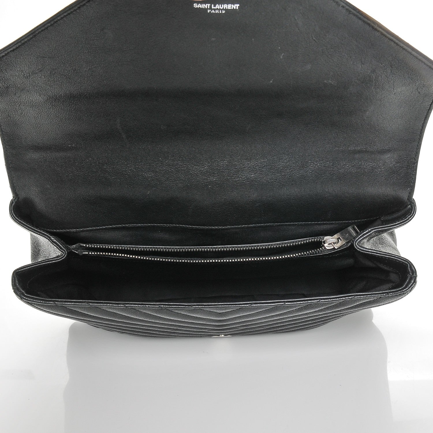 Saint Laurent Sheepskin Matelasse Chevron Monogram Large College Satchel Black 5 of 7