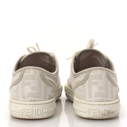 Fendi Woven Fabric FF Womens Domino Low Top Sneakers 37 White Beige 6 of 12