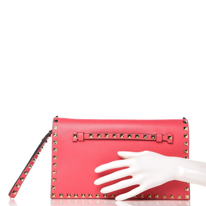 Valentino Garavani Nappa Rockstud Wristlet Clutch Deep Rose 2 of 7