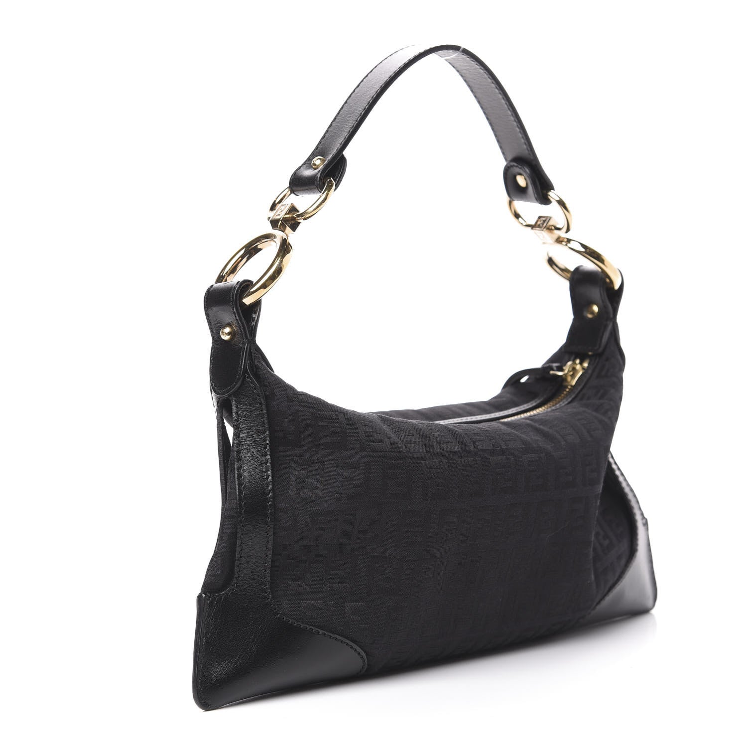 Fendi Zucchino Cuoio Small Chef Pocket Shoulder Bag Black 2 of 11