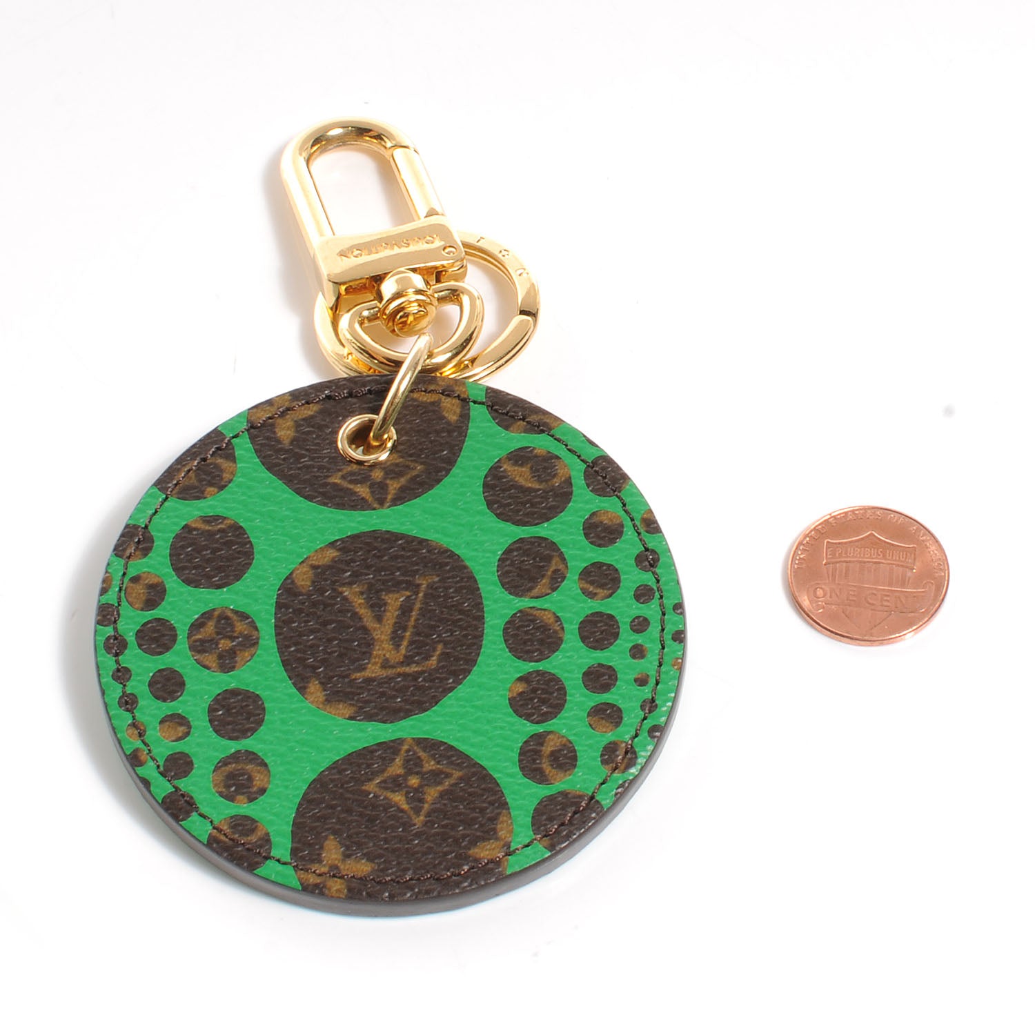 Louis Vuitton Monogram Kusama Pumpkin Dots Key Ring Green 2 of 6