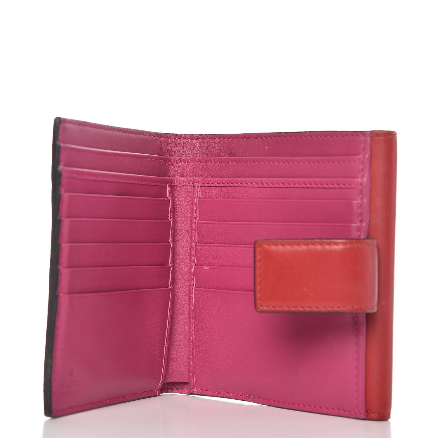 Gucci GG Supreme Monogram Calfskin French Flap Wallet Beige Ebony Hibiscus Red New Rosette 5 of 7