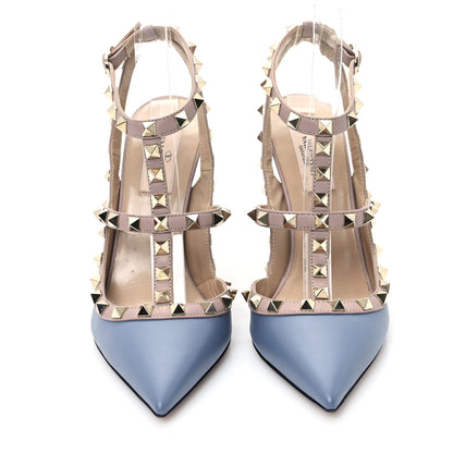 Valentino Garavani Calfskin Nappa Rockstud Ankle Strap 100mm Pumps  38 Baltique Poudre 3 of 8