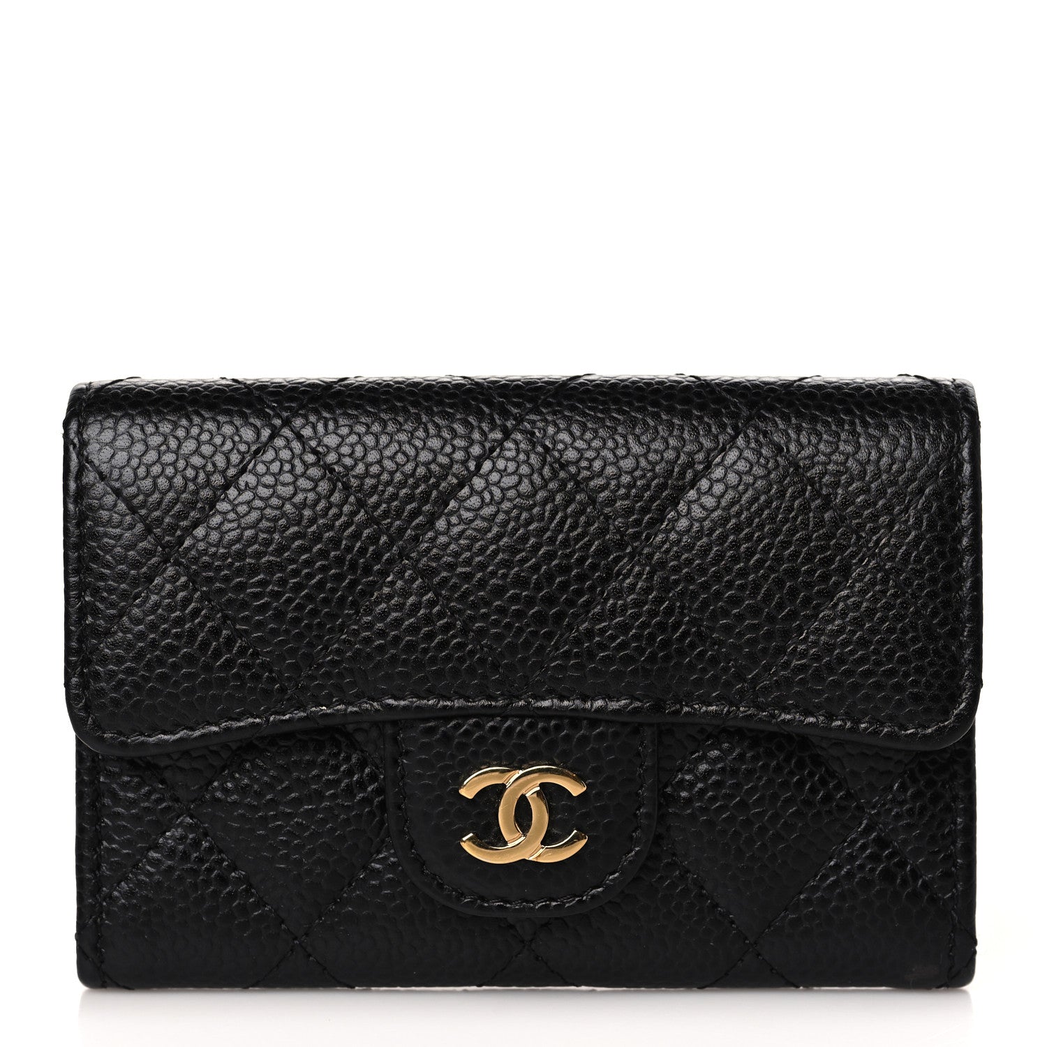 Chanel Caviar Quilted Flap Card Holder Wallet Black 1 of 9