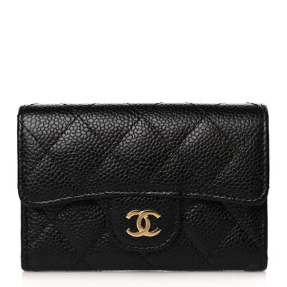 Chanel Caviar Quilted Flap Card Holder Wallet Black 1 of 9