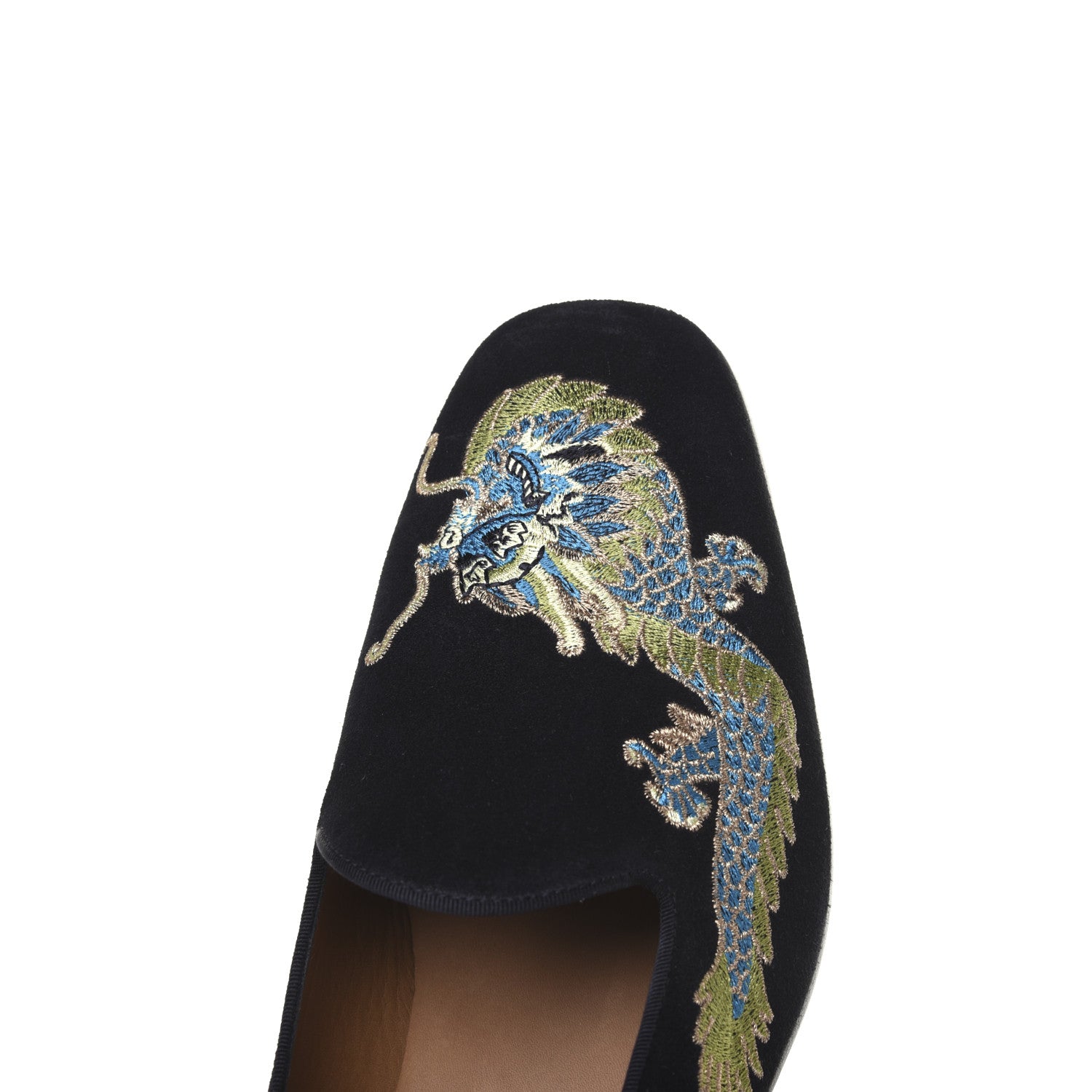 Gucci Suede Dragon Embroidered Mens Loafers 11 Black 16 of 17