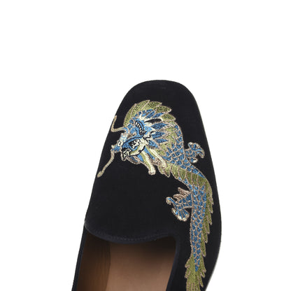 Gucci Suede Dragon Embroidered Mens Loafers 11 Black 16 of 17