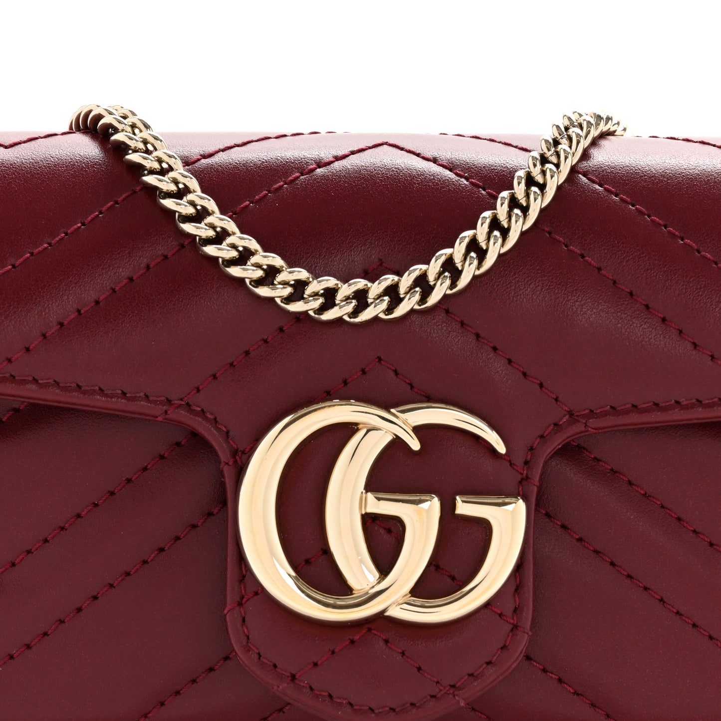 Calfskin Matelasse Super Mini GG Marmont Shoulder Bag Rosso Ancora