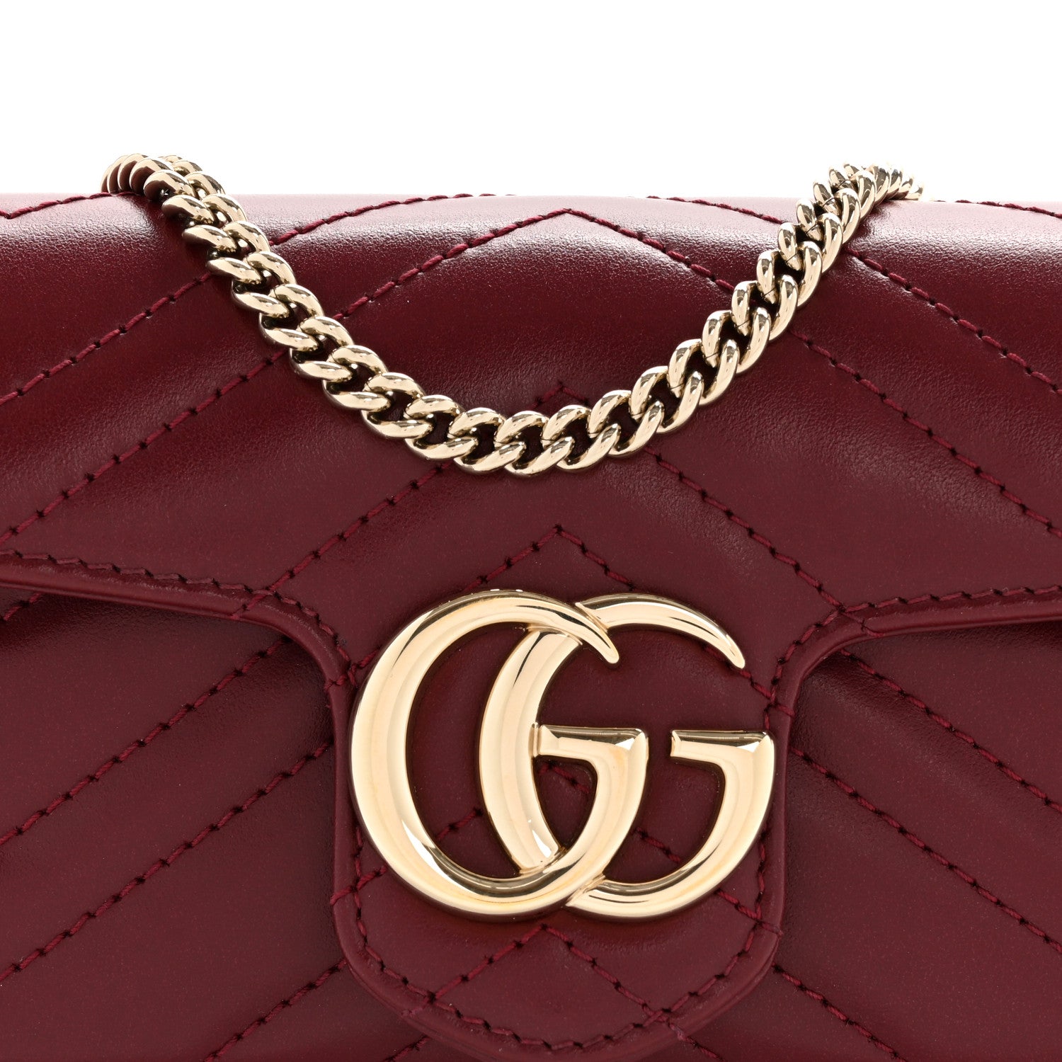 Gucci Calfskin Matelasse Super Mini GG Marmont Shoulder Bag Rosso Ancora 8 of 12
