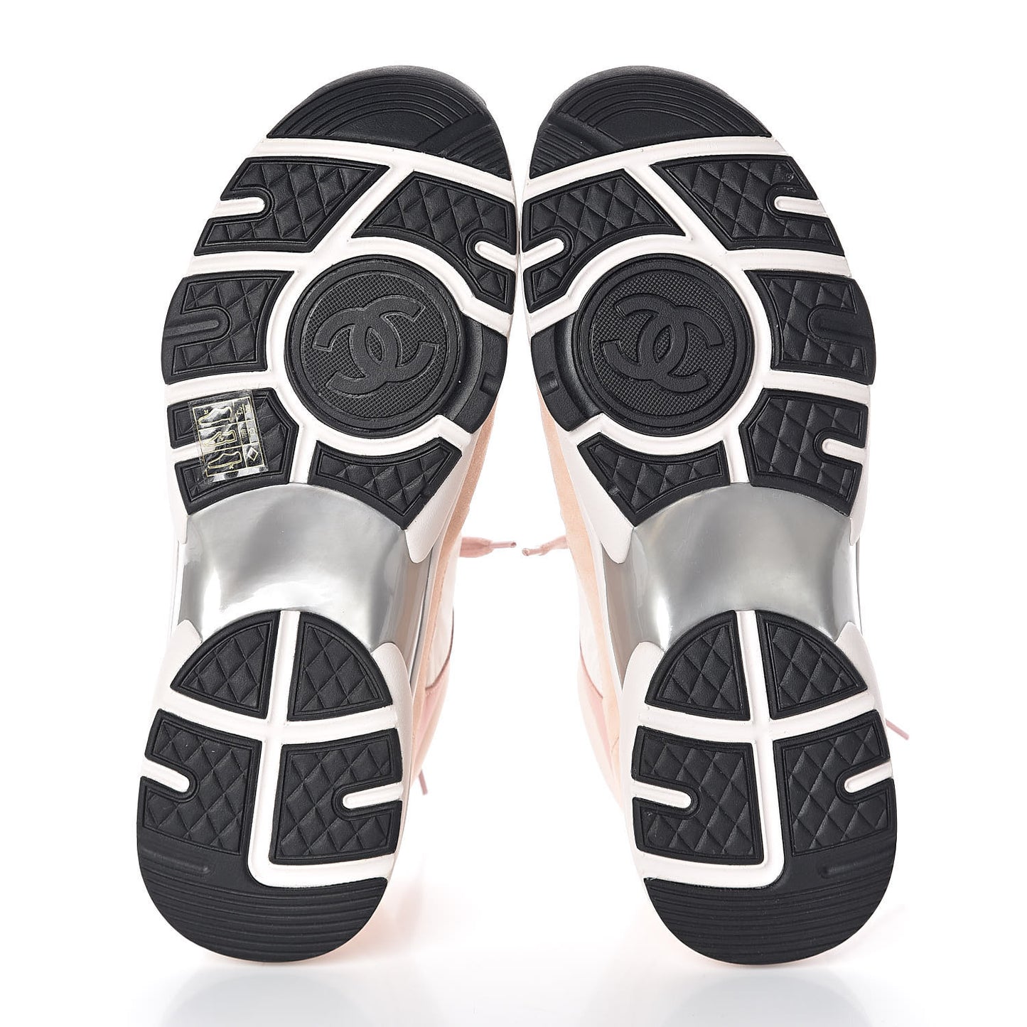 Suede Nylon Lambskin CC Sneakers 40 Pink White Black
