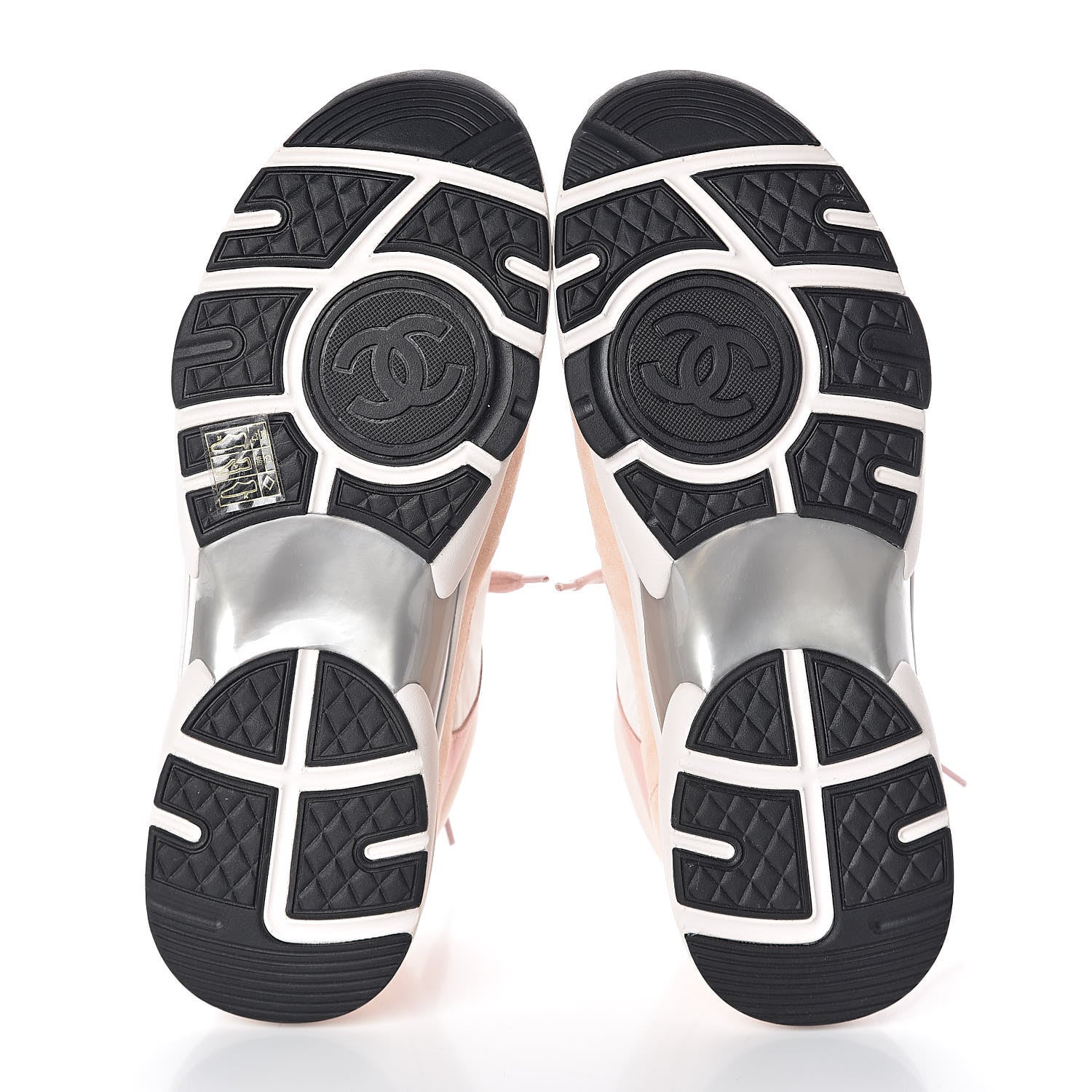 Chanel Suede Nylon Lambskin CC Sneakers 40 Pink White Black 4 of 7