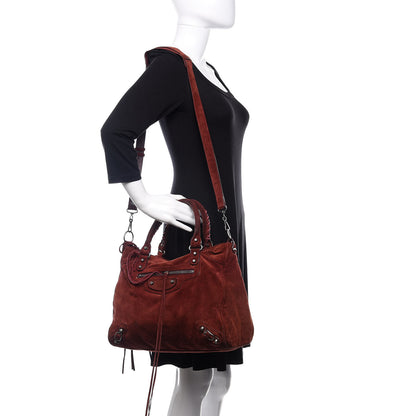 Balenciaga Baby Daim Suede Classic Silver Hardware Velo Brown 2 of 12