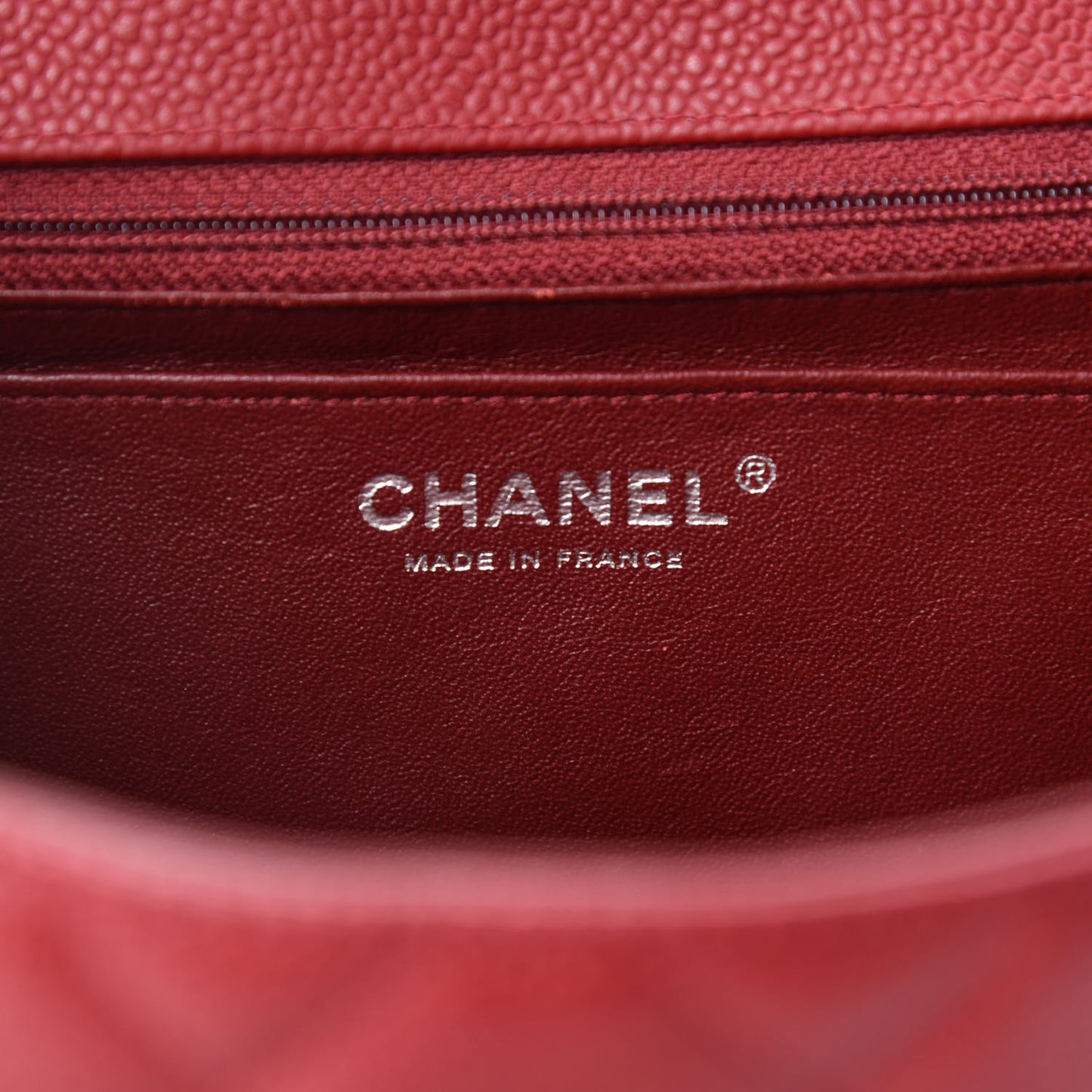 Caviar Quilted Jumbo Single Flap Dark Red